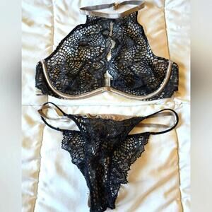 Victoria’s Secret Mesh Lace Bra & Panty Set 36B / S NWOT